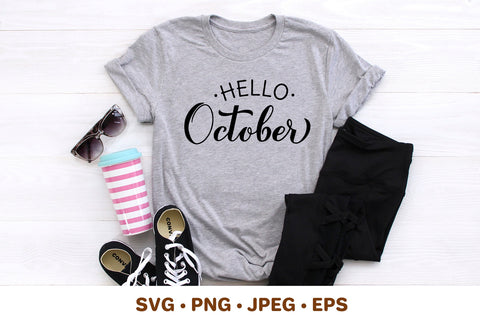 Hello October SVG. Fall quote calligraphy. Autumn saying. SVG LaBelezoka 