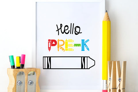 Hello Pre-K Crayon SVG Sublimatiz Designs 
