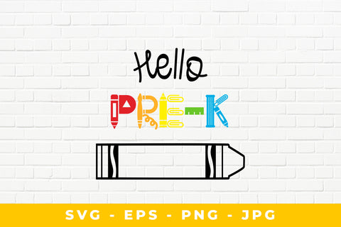 Hello Pre-K Crayon SVG Sublimatiz Designs 