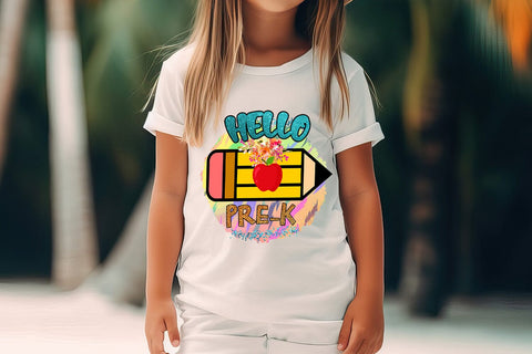 Hello Pre-K I First Day School Shirt PNG I Back to School Sublimation Sublimation Happy Printables Club 