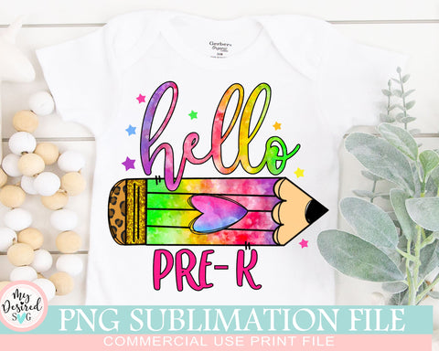 Hello Pre-K PNG, 1st Day of School, Preschool Sublimation, Pre-K Designs, Gift for Teachers, Colorful PNG, Sublimation Designs Downloads Sublimation MyDesiredSVG 