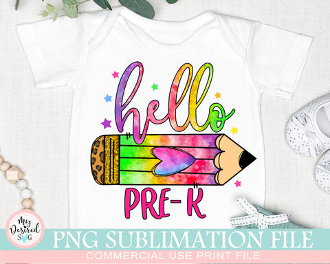 Hello Pre-K PNG, 1st Day of School, Preschool Sublimation, Pre-K Designs, Gift for Teachers, Colorful PNG, Sublimation Designs Downloads Sublimation MyDesiredSVG 