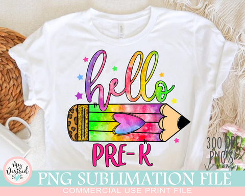 Hello Pre-K PNG, 1st Day of School, Preschool Sublimation, Pre-K Designs, Gift for Teachers, Colorful PNG, Sublimation Designs Downloads Sublimation MyDesiredSVG 