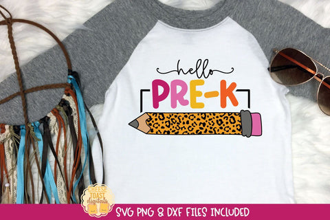 Hello Pre-K SVG | School Leopard Print Pencil Design SVG Cheese Toast Digitals 