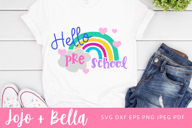 Hello Preschool Svg, Back to School Svg, Svg, School Svg, Rainbow Svg, Kids Svg, Shirt Svg, Svg Designs For Cricut, Cricut Svg SVG Jojo&Bella 
