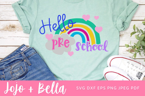 Hello Preschool Svg, Back to School Svg, Svg, School Svg, Rainbow Svg, Kids Svg, Shirt Svg, Svg Designs For Cricut, Cricut Svg SVG Jojo&Bella 