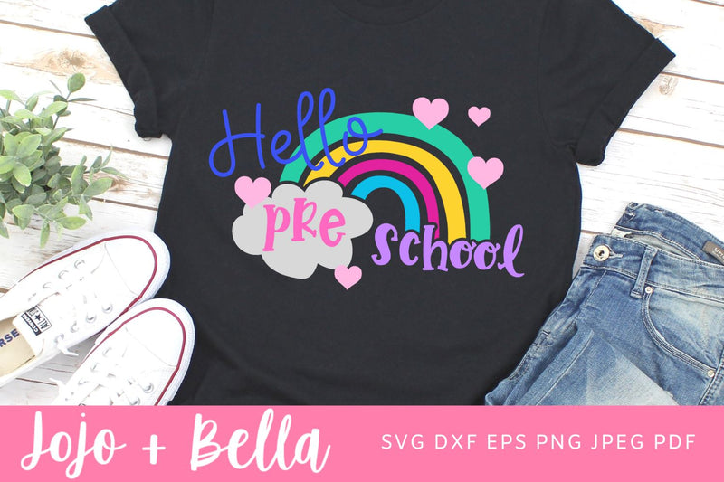 Hello Preschool Svg, Back to School Svg, Svg, School Svg, Rainbow Svg ...