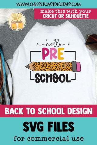 Hello Preschool SVG | School Leopard Print Pencil Design SVG Cheese Toast Digitals 