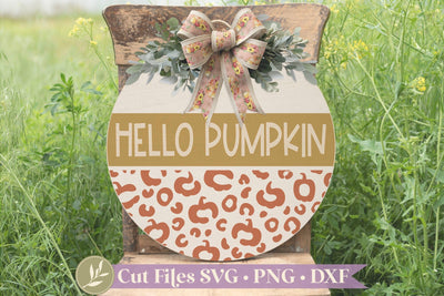 Hello Pumpkin, Cute Fall Round Sign SVG SVG LilleJuniper 