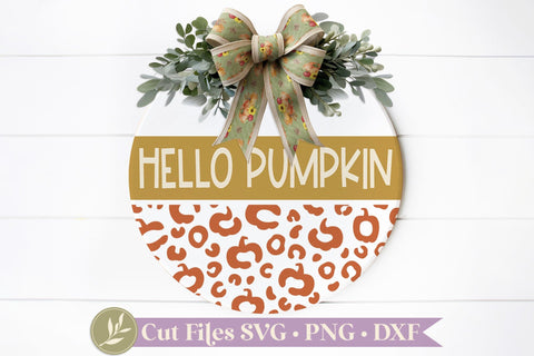 Hello Pumpkin, Cute Fall Round Sign SVG SVG LilleJuniper 