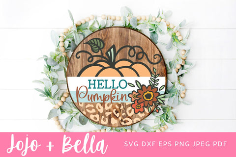 Hello pumpkin door hanger SVG, Digital Download - Hello Pumpkin Wood Sign, Hello Pumpkin SVG, Fall Door hanger Sign, SVG File, Farmhouse SVG Jojo&Bella 
