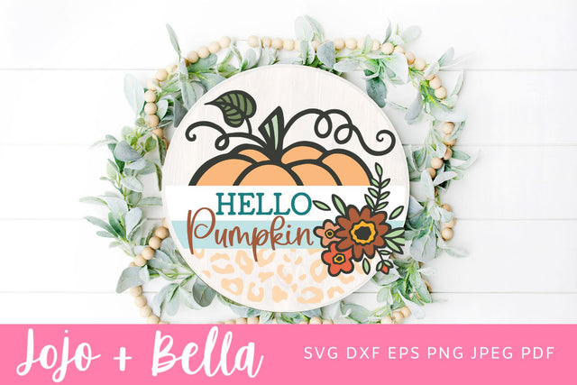 Hello pumpkin door hanger SVG, Digital Download - Hello Pumpkin Wood Sign, Hello Pumpkin SVG, Fall Door hanger Sign, SVG File, Farmhouse SVG Jojo&Bella 