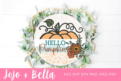 Hello pumpkin door hanger SVG, Digital Download - Hello Pumpkin Wood Sign, Hello Pumpkin SVG, Fall Door hanger Sign, SVG File, Farmhouse SVG Jojo&Bella 