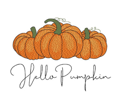 Hello Pumpkin Embroidery Design, Autumn Embroidery File, Thanksgiving Embroidery Design, 4 sizes, Instant Download Embroidery/Applique DESIGNS Nino Nadaraia 