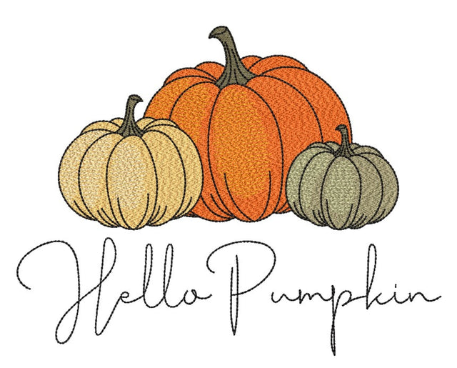 Hello Pumpkin Embroidery Design, Autumn Embroidery File, Thanksgiving Embroidery Design, 5 sizes, Instant Download Embroidery/Applique DESIGNS Nino Nadaraia 