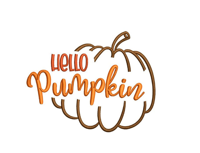 Hello Pumpkin Embroidery Design, Fall Embroidery File, 5 sizes, Instant Download Embroidery/Applique DESIGNS Nino Nadaraia 