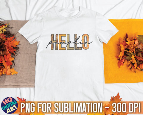 Hello pumpkin Fall Sublimation PNG Sublimation HQDigitalArt 