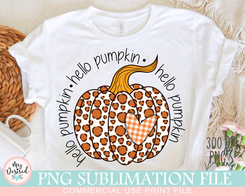 Hello Pumpkin PNG, Hello Pumpkin Leopard, File for DTG Printing, Fall Sublimation Designs Downloads, Autumn PNG, Thanksgiving, Halloween Sublimation MyDesiredSVG 