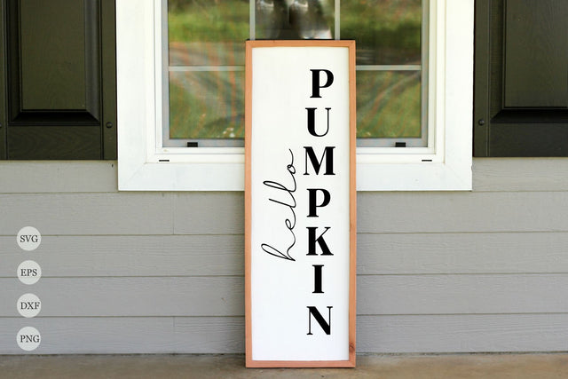 hello Pumpkin Porch Sign SVG ,Fall Porch Sign SVG ,Vertical Sign SVG SVG Chamsae Studio 