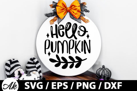 Hello pumpkin Round Sign SVG akazaddesign 