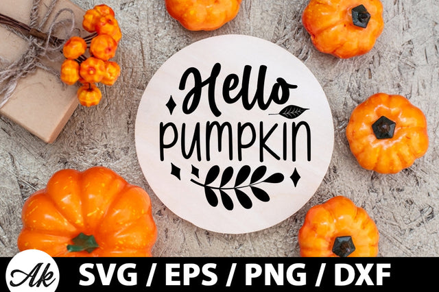 Hello pumpkin Round Sign SVG akazaddesign 