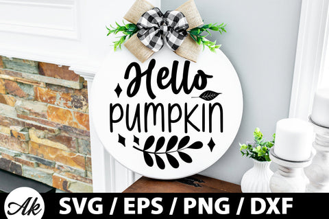 Hello pumpkin Round Sign SVG akazaddesign 