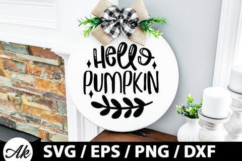 Hello pumpkin Round Sign SVG akazaddesign 