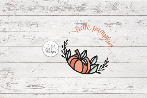 Hello Pumpkin Round SVG | Fall / Autumn Welcome Sign Design SVG Diva Watts Designs 