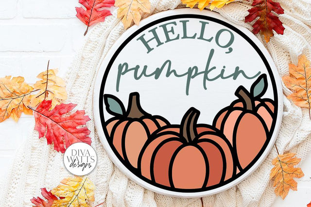 Hello Pumpkin Round Trio SVG | Fall Pumpkins Design SVG Diva Watts Designs 