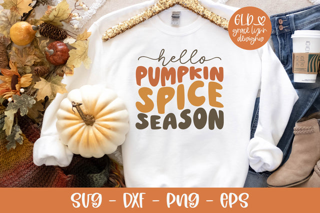 Hello Pumpkin Spice Season - Retro Fall SVG SVG Grace Lynn Designs 