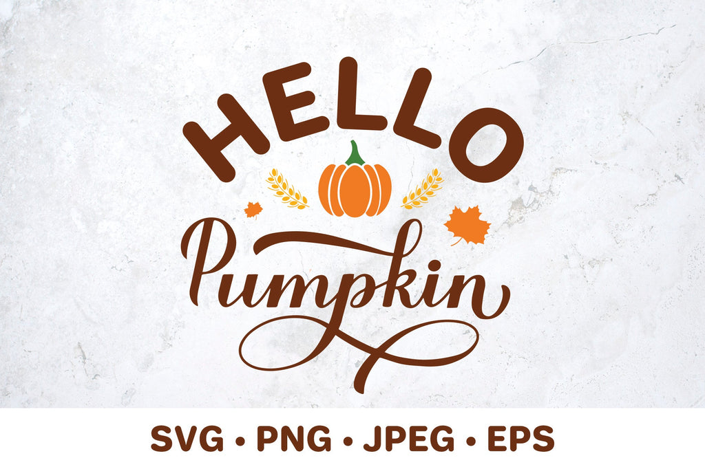Hello pumpkin SVG. Autumn Quote calligraphy lettering - So Fontsy