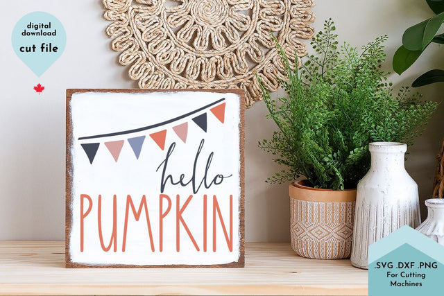 Hello Pumpkin SVG Cut File, Fall Decor, Autumn SVG Lettershapes 