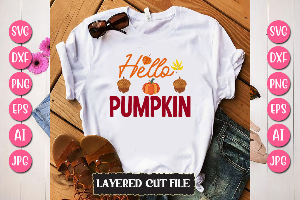 Hello Pumpkin SVG Cut File - So Fontsy