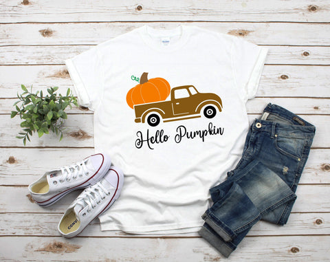Hello Pumpkin SVG Cut Files, 3 Designs, Fall Buffalo Truck SVG SVG HappyDesignStudio 