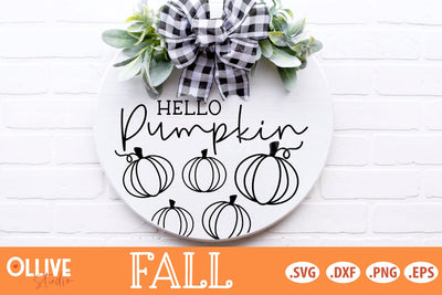Hello Pumpkin SVG, Fall Door Hanger SVG SVG Ollive Studio 