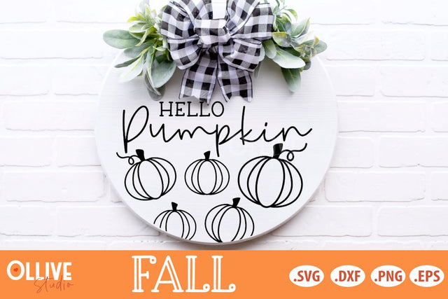 Hello Pumpkin SVG, Fall Door Hanger SVG SVG Ollive Studio 