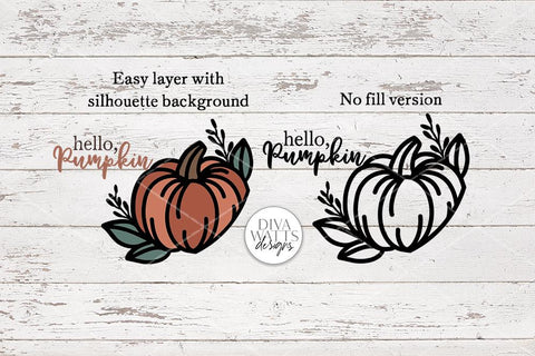 Hello Pumpkin SVG | Fall Farmhouse Round Sign Design SVG Diva Watts Designs 