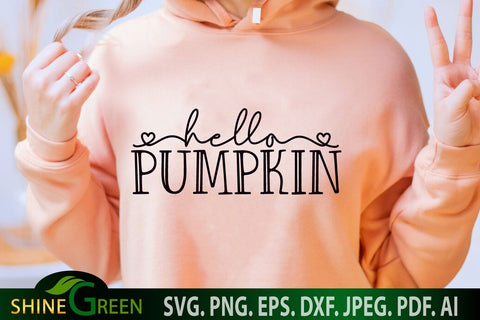 Hello Pumpkin SVG - Fall SVG Cut File SVG Shine Green Art 