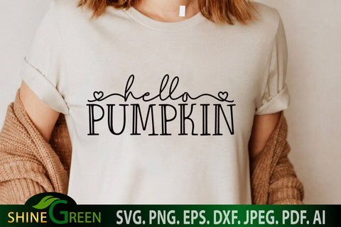 Hello Pumpkin SVG - Fall SVG Cut File SVG Shine Green Art 