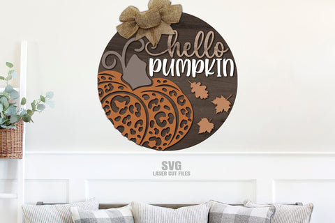 Hello Pumpkin SVG | Fall Welcome Sign Laser Cut Files SVG Cloud9Design 