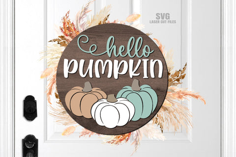 Hello Pumpkin SVG | Fall Welcome Sign Laser Cut Files SVG Cloud9Design 