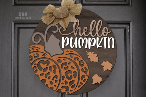 Hello Pumpkin SVG | Fall Welcome Sign Laser Cut Files SVG Cloud9Design 
