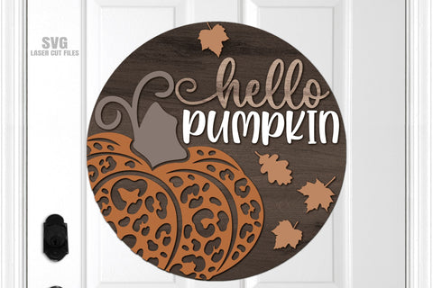 Hello Pumpkin SVG | Fall Welcome Sign Laser Cut Files SVG Cloud9Design 