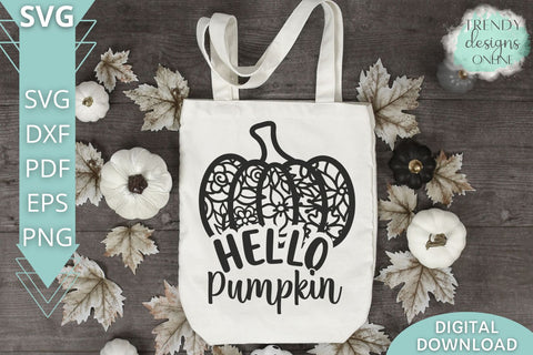 Hello Pumpkin SVG I Fall Floral Pumpkin SVG SVG Trendy Designs Online 