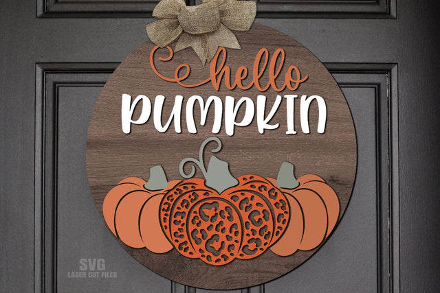 Hello Pumpkin Svg Laser Cut Files | Leopard Print Pumpkin SVG | Fall Cut File SVG Cloud9Design 
