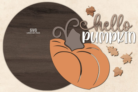 Hello Pumpkin SVG Laser Cut Files | Pumpkin Welcome Sign SVG Cloud9Design 