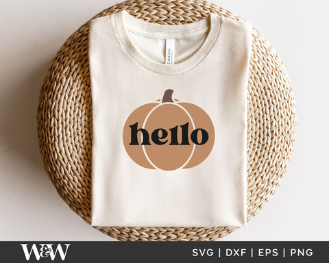Hello Pumpkin SVG | Retro Fall SVG SVG Wood And Walt 