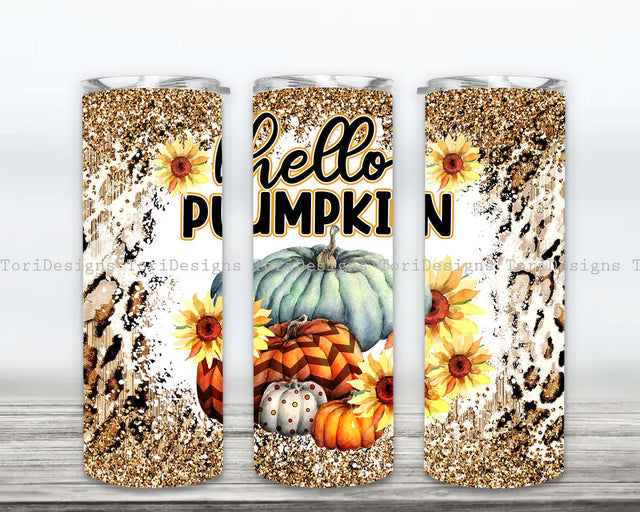 Hello Pumpkin Tumbler PNG, Hello Pumpkin Fall 20oz Skinny Tumbler PNG, Sublimation Design Download Sublimation ToriDesigns 