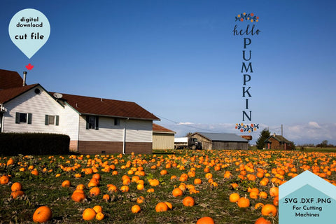 Hello Pumpkin Vertical Porch Sign SVG Cut File SVG Lettershapes 
