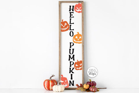 Hello Pumpkin Vertical SVG | Halloween Jack O Lantern Design SVG Diva Watts Designs 